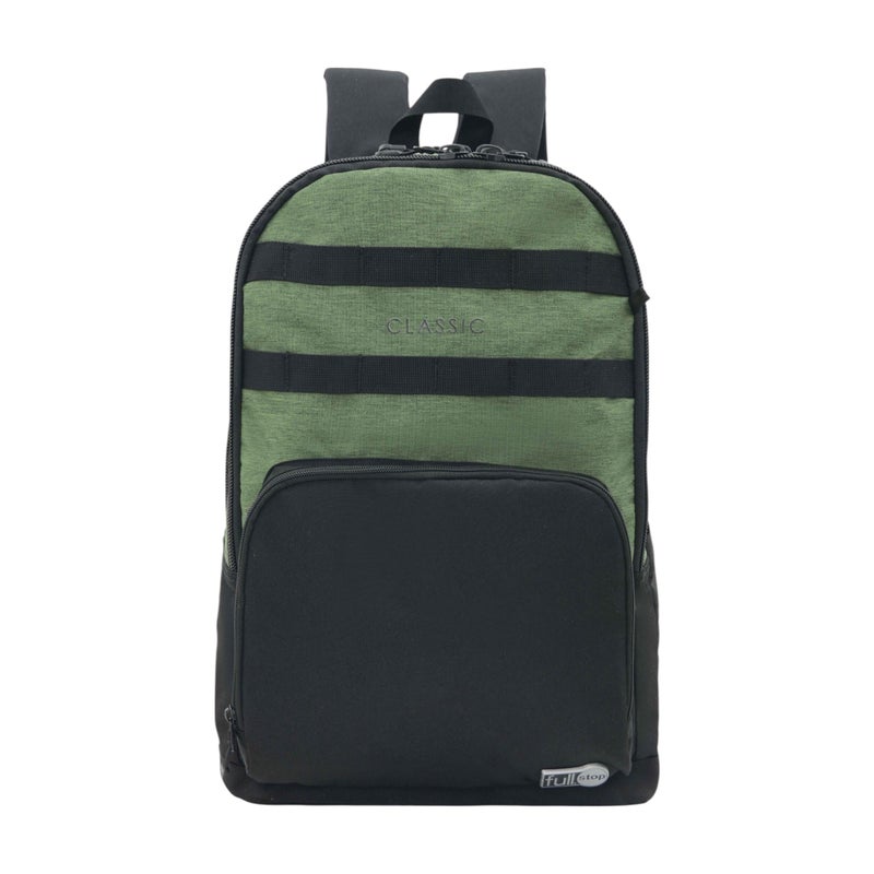 Full Stop Solid Backpack in Green and Black for Men - Image 1